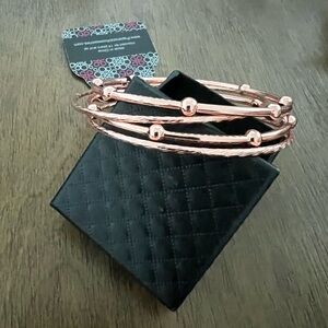 Paparazzi Rose Gold Tone Bangle Bracelet Set of 4 NWT